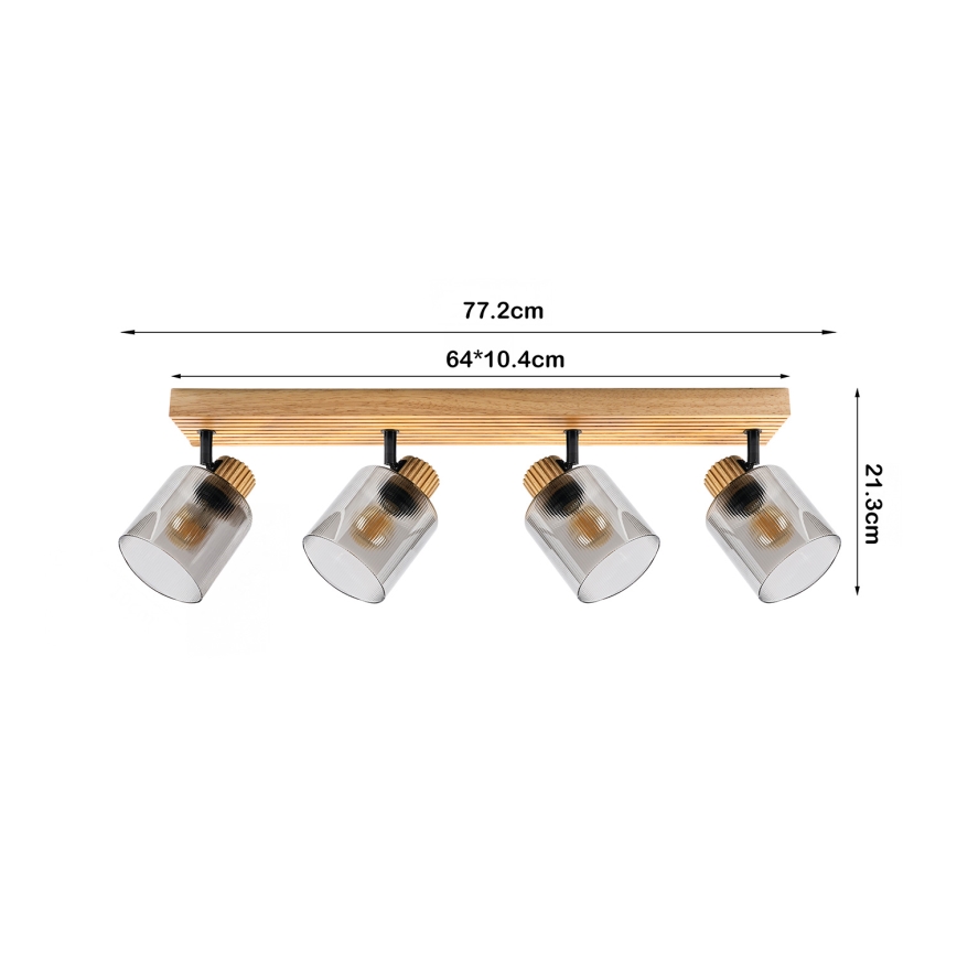 Brilagi - Spot svjetiljka HYGGE 4xE14/15W/230V kaučukovo drvo/dimljena