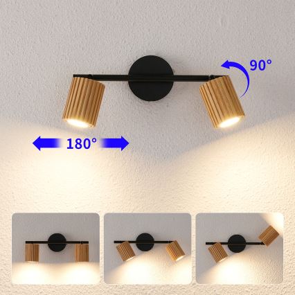 Brilagi - Spot svjetiljka MODERN WOOD 2xGU10/8W/230V drvo/crna