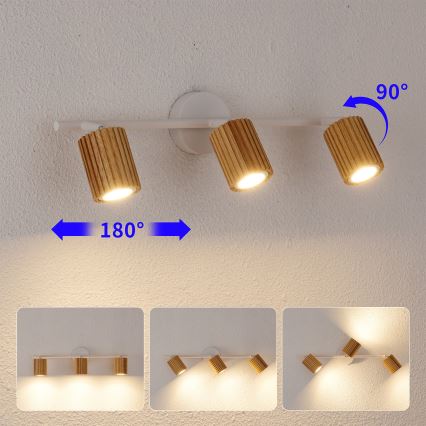 Brilagi - Spot svjetiljka MODERN WOOD 3xGU10/8W/230V drvo/bijela