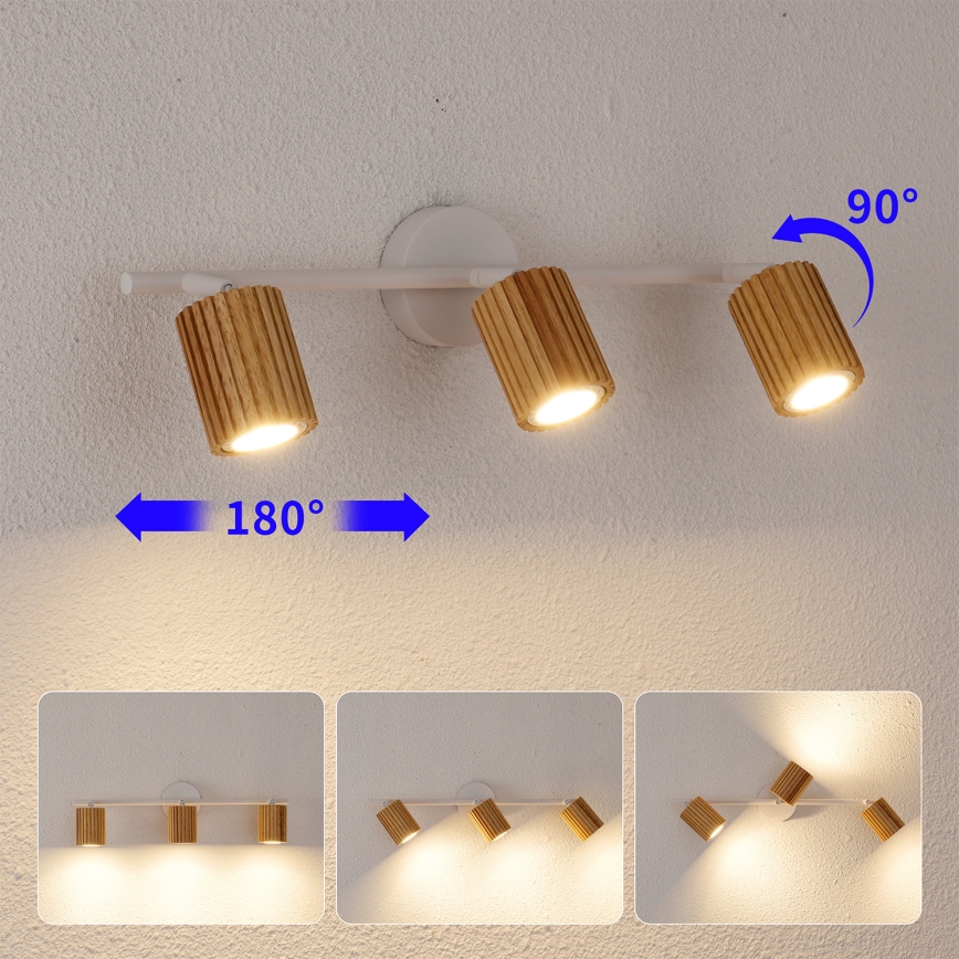 Brilagi - Spot svjetiljka MODERN WOOD 3xGU10/8W/230V drvo/bijela