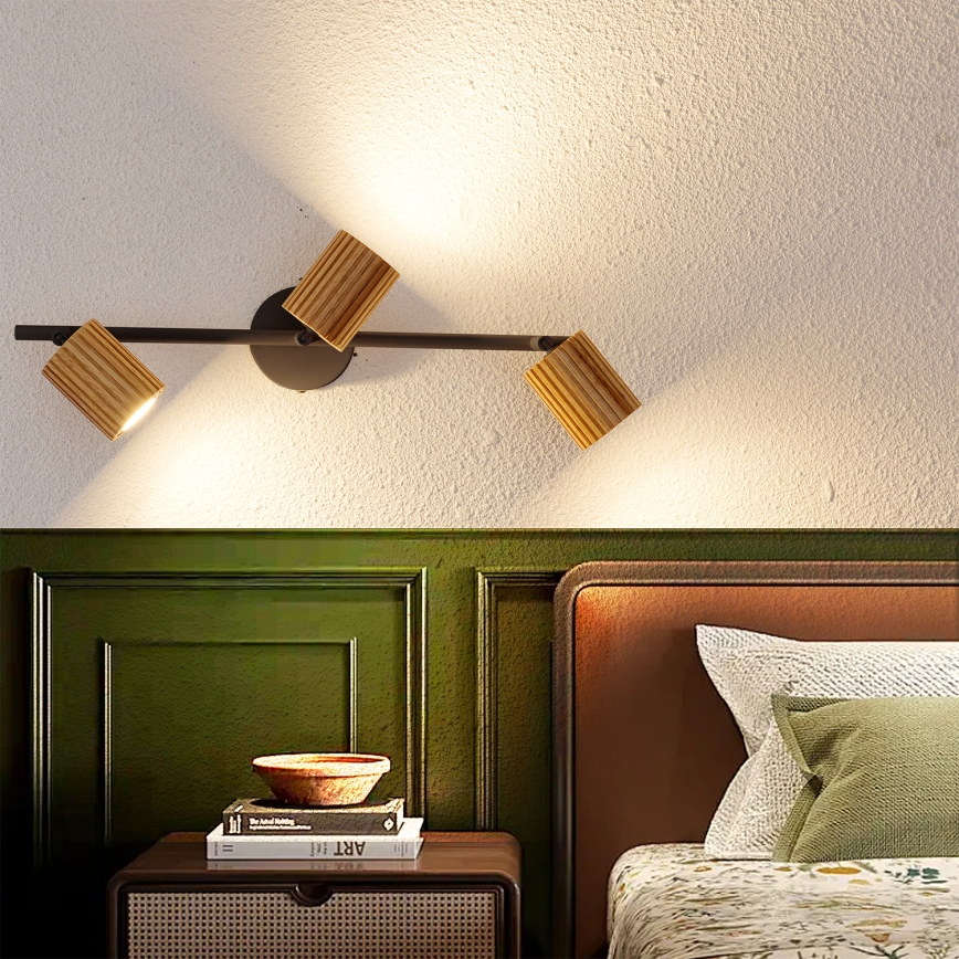 Brilagi - Spot svjetiljka MODERN WOOD 3xGU10/8W/230V drvo/crna