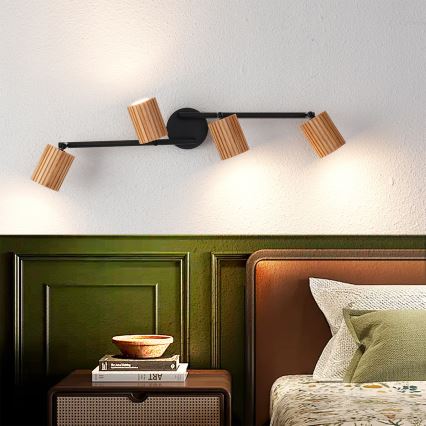 Brilagi - Spot svjetiljka MODERN WOOD 4xGU10/8W/230V drvo/crna