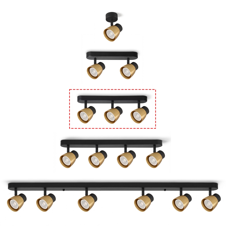 Brilagi - Spot svjetiljka NUGGET 3xGU10/30W/230V crna/zlatna
