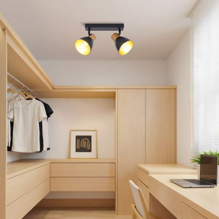 Brilagi - Spot svjetiljka ODENSE 2xE14/10W/230V kaučukovo drvo/crna