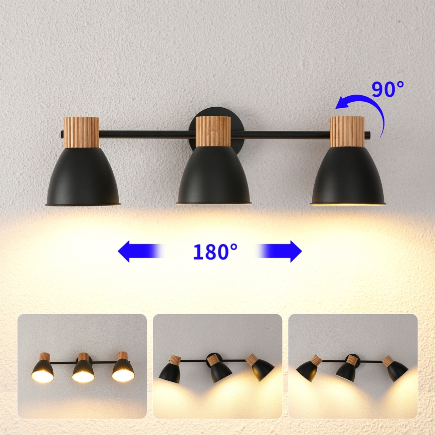 Brilagi - Spot svjetiljka ODENSE 3xE14/10W/230V kaučukovo drvo/crna