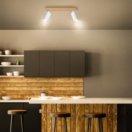 Brilagi - Spot svjetiljka SELE 2xGU10/30W/230V bijela/dekor hrasta