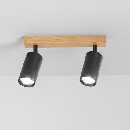 Brilagi - Spot svjetiljka SELE 2xGU10/30W/230V crna/dekor hrasta