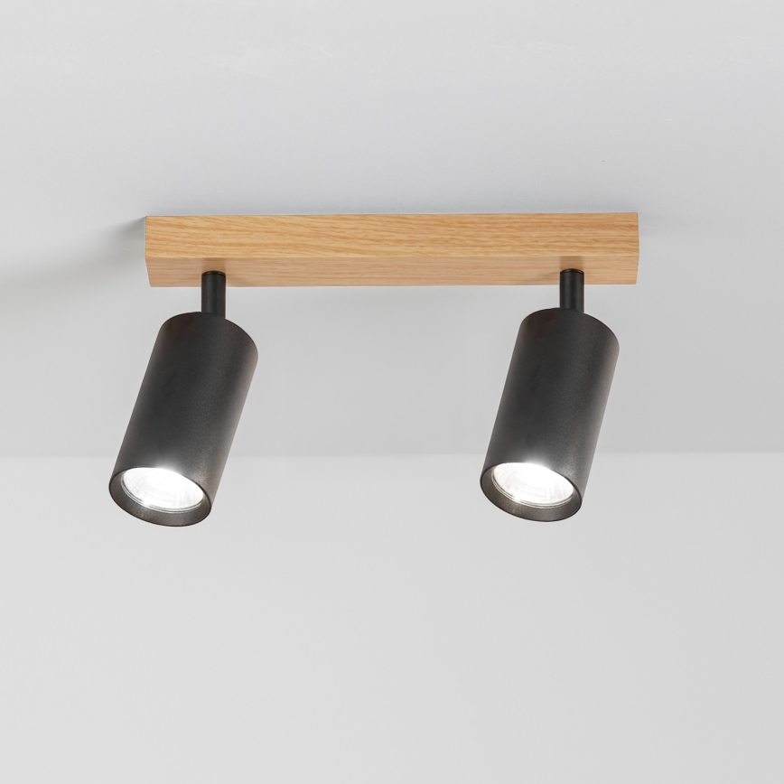 Brilagi - Spot svjetiljka SELE 2xGU10/30W/230V crna/dekor hrasta