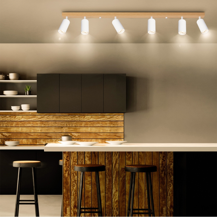 Brilagi - Spot svjetiljka SELE 6xGU10/30W/230V bijela/dekor hrasta