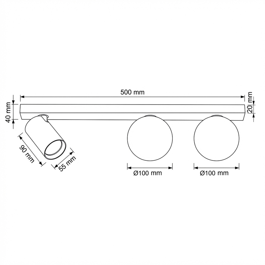 Brilagi - Spot svjetiljka SELE BALL 1xGU10/30W/230V + 2xG9/10W crna