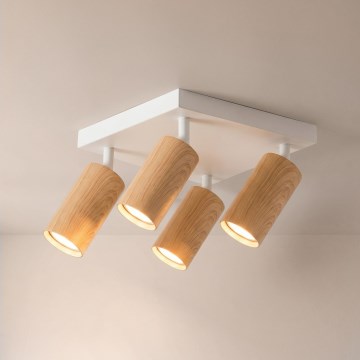 Brilagi - Spot svjetiljka SELE SQUARE 4xGU10/30W/230V bijela/dekor hrasta