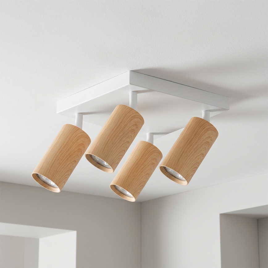 Brilagi - Spot svjetiljka SELE SQUARE 4xGU10/30W/230V bijela/dekor hrasta