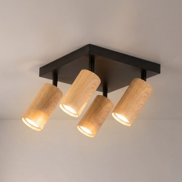 Brilagi - Spot svjetiljka SELE SQUARE 4xGU10/30W/230V crna/dekor hrasta