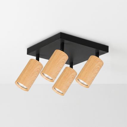 Brilagi - Spot svjetiljka SELE SQUARE 4xGU10/30W/230V crna/dekor hrasta