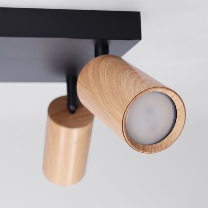 BRILAGI - Spot svjetiljka SELE SQUARE 4xGU10/30W/230V crna/dekor hrasta