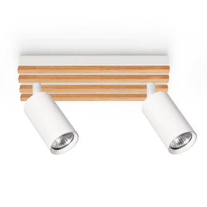 Brilagi - Spot svjetiljka SELE WOOD 2xGU10/30W/230V bijela/drvo