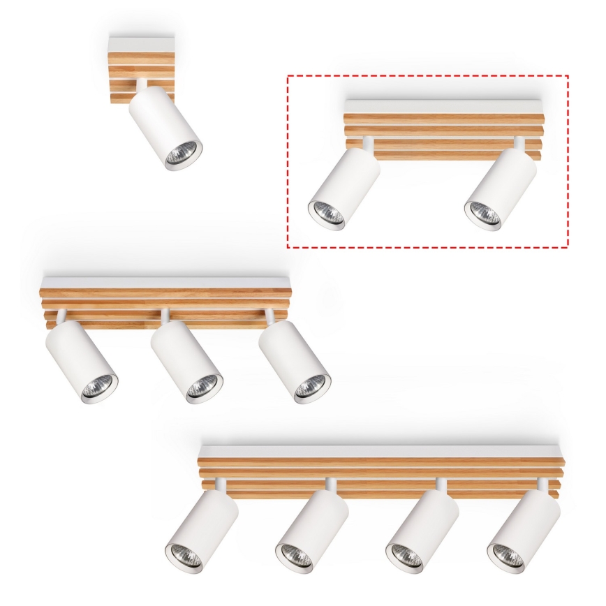 Brilagi - Spot svjetiljka SELE WOOD 2xGU10/30W/230V bijela/drvo
