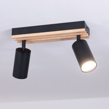 Brilagi - Spot svjetiljka SELE WOOD ACOUSTIC 2xGU10/30W/230V crna/drvo