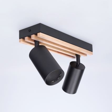 Brilagi - Spot svjetiljka SELE WOOD ACOUSTIC 2xGU10/30W/230V crna/drvo