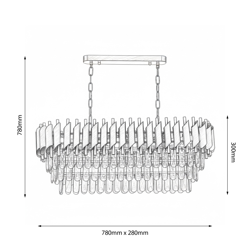 Brilagi - Srebrni luster na lancu ECLIPSE 10xE14/10W/230V 78x28 cm