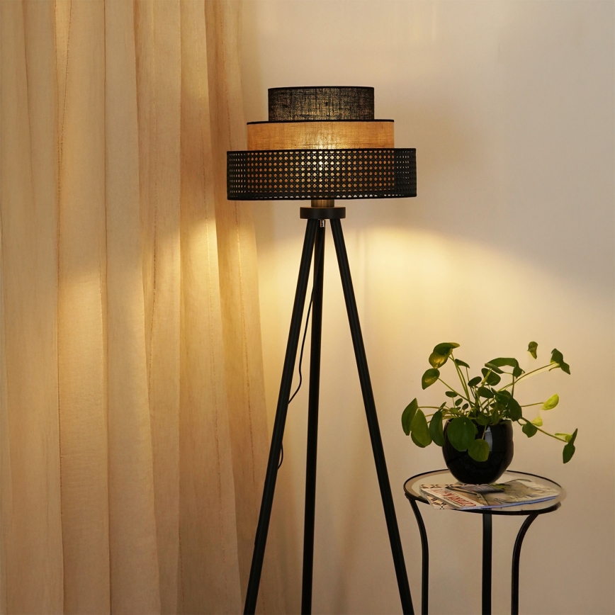 Brilagi - Stajaća lampa DAKOTA LUNETA 1xE27/15W/230V crna/ratan