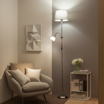 Brilagi - Stojeća lampa CERIA 1xE27/100W/230V + 1xE14/25W matirani krom/siva
