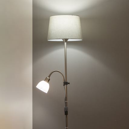 Brilagi - Stojeća lampa CERIA 1xE27/100W/230V + 1xE14/25W matirani krom/siva