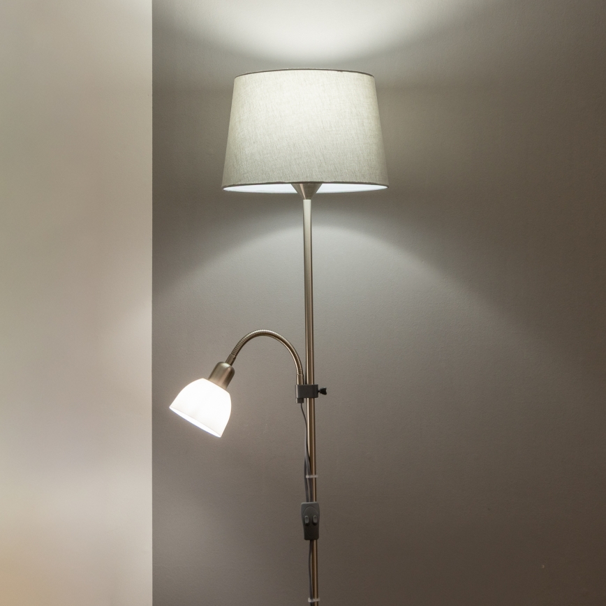 Brilagi - Stojeća lampa CERIA 1xE27/100W/230V + 1xE14/25W matirani krom/siva