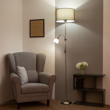 Brilagi - Stojeća lampa CERIA 1xE27/100W/230V + 1xE14/25W matni krom/smeđa