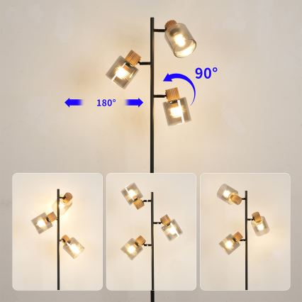 Brilagi - Stojeća lampa HYGGE 3xE14/15W/230V kaučukovo drvo/zadimljena