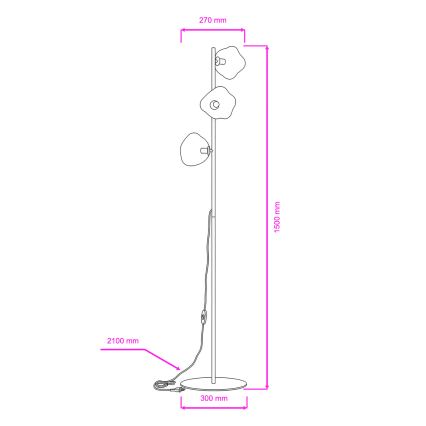 Brilagi - Stojeća lampa VULCANO 3xG9/8W/230V crna/zadimljena crna