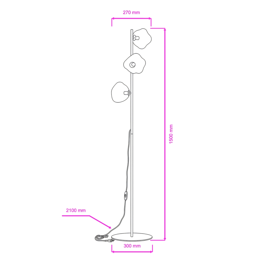 Brilagi - Stojeća lampa VULCANO 3xG9/8W/230V crna/zadimljena crna