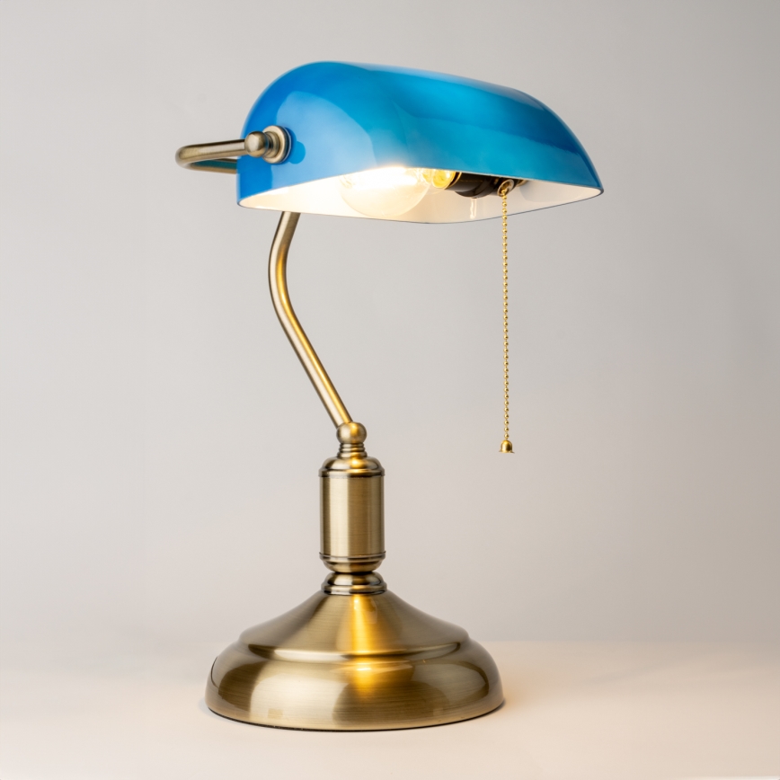 Brilagi - Stolna lampa BANK OFFICE 1xE27/60W/230V mesing/plava