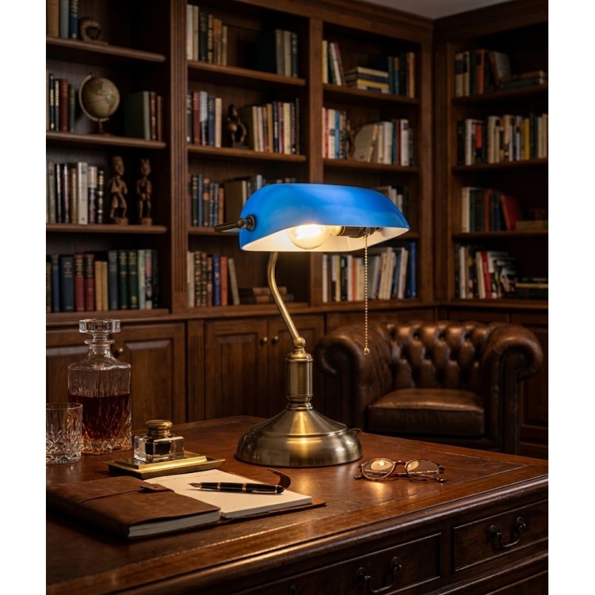 BRILAGI - Stolna lampa BANK OFFICE 1xE27/60W/230V mesing/plava
