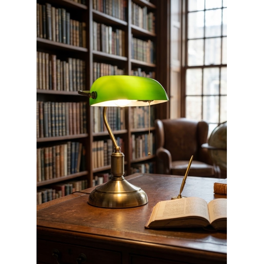 BRILAGI - Stolna lampa BANK OFFICE 1xE27/60W/230V mesing/zelena
