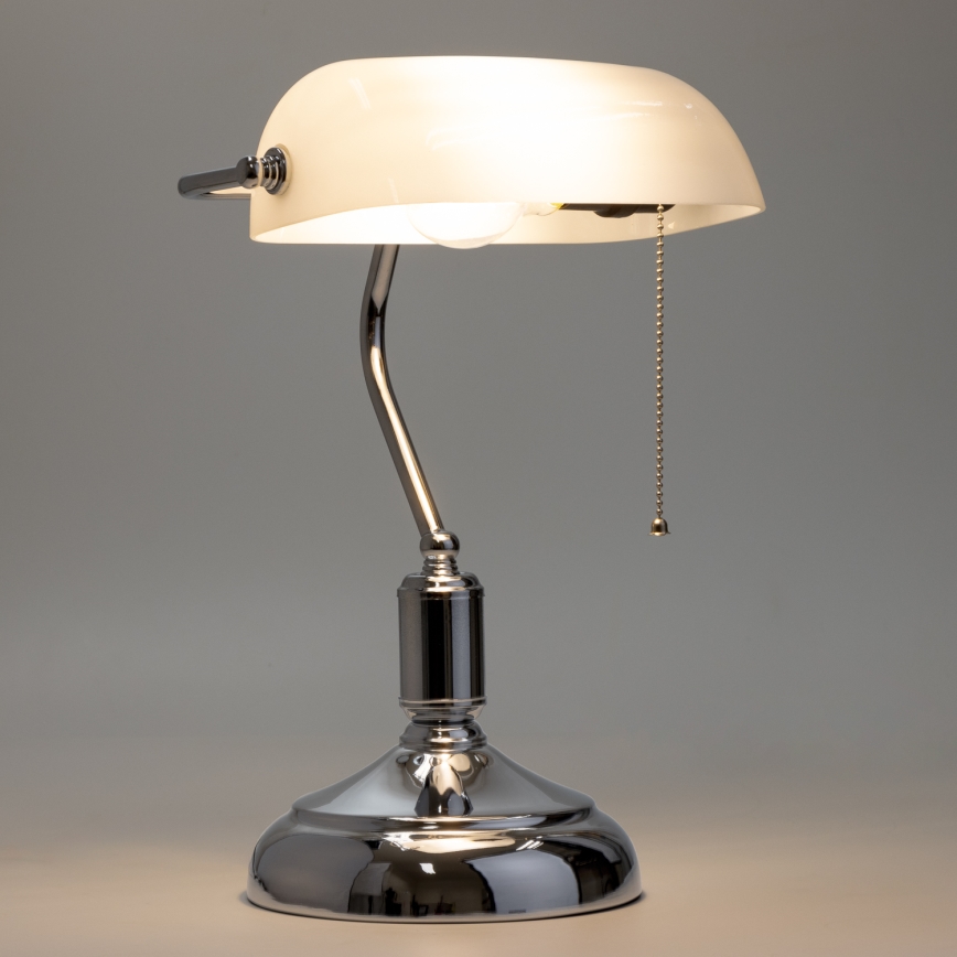 Brilagi - Stolna lampa BANK OFFICE 1xE27/60W/230V sjajni krom/bijela