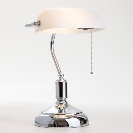 Brilagi - Stolna lampa BANK OFFICE 1xE27/60W/230V sjajni krom/bijela