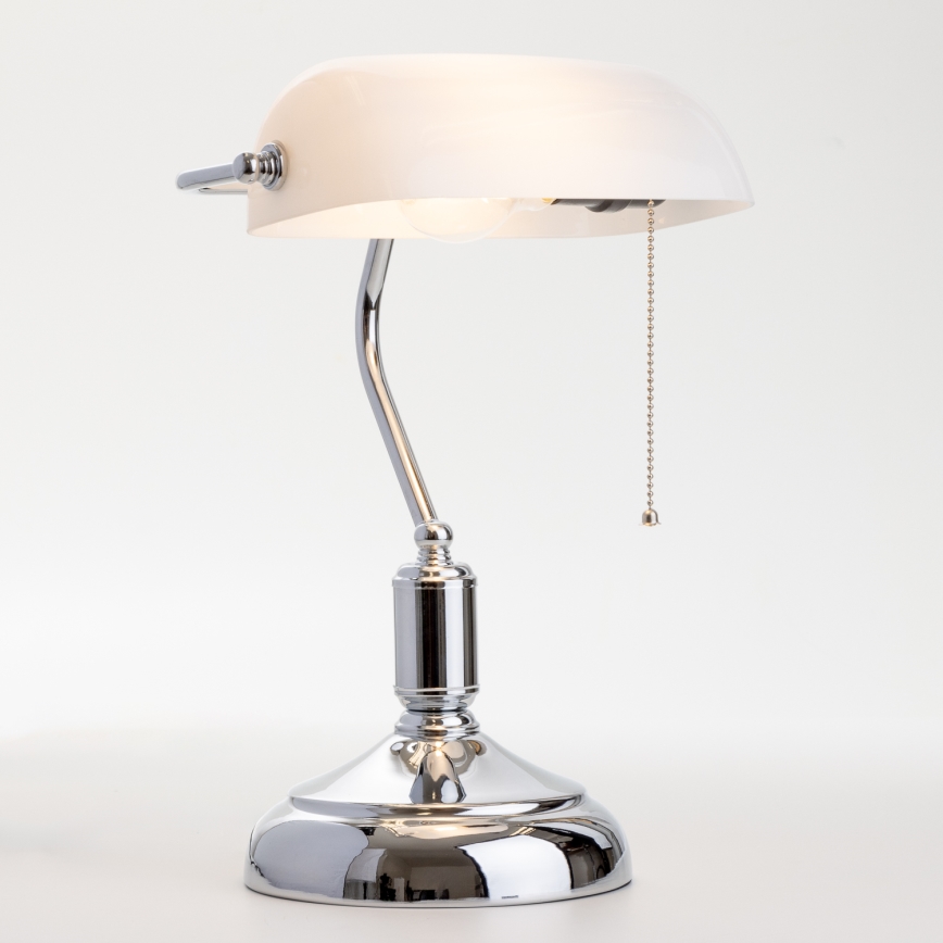 Brilagi - Stolna lampa BANK OFFICE 1xE27/60W/230V sjajni krom/bijela