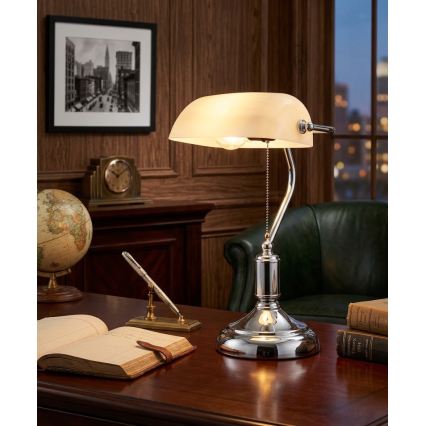 BRILAGI - Stolna lampa BANK OFFICE 1xE27/60W/230V sjajni krom/bijela