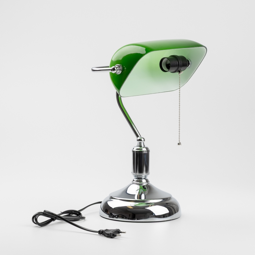 Brilagi - Stolna lampa BANK OFFICE 1xE27/60W/230V sjajni krom/zelena