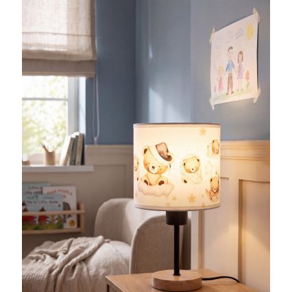 BRILAGI - Dječja stolna lampa BOBO WOOD 1xE27/25W/230V hrast/crna/bijela/medvjedići