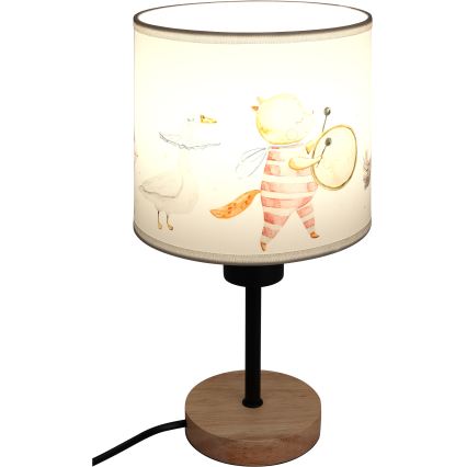 Brilagi - Dječja stolna lampa BOBO WOOD 1xE27/25W/230V hrast/crna/bijela/životinjice