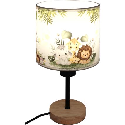 Brilagi - Dječja stolna lampa BOBO WOOD 1xE27/25W/230V hrast/crna/bijela/zelena/džungla