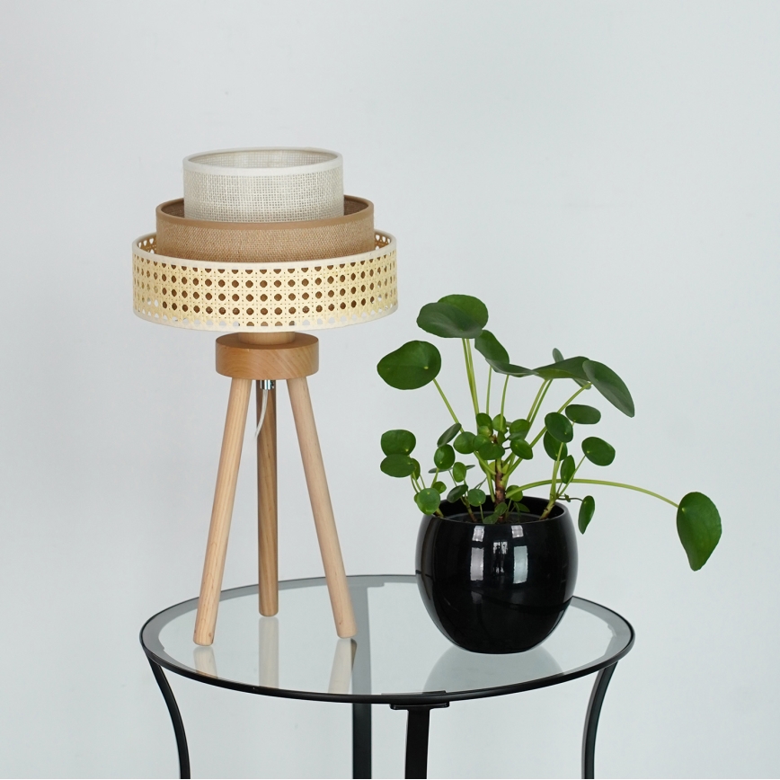 Brilagi - Stolna lampa CEDAR LUNETA 1xE27/15W/230V ratan/smeđa/krem