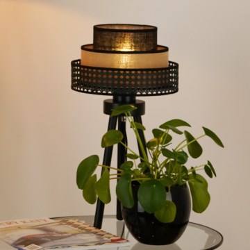 Brilagi - Stolna lampa DAKOTA LUNETA 1xE27/15W/230V crna/ratan