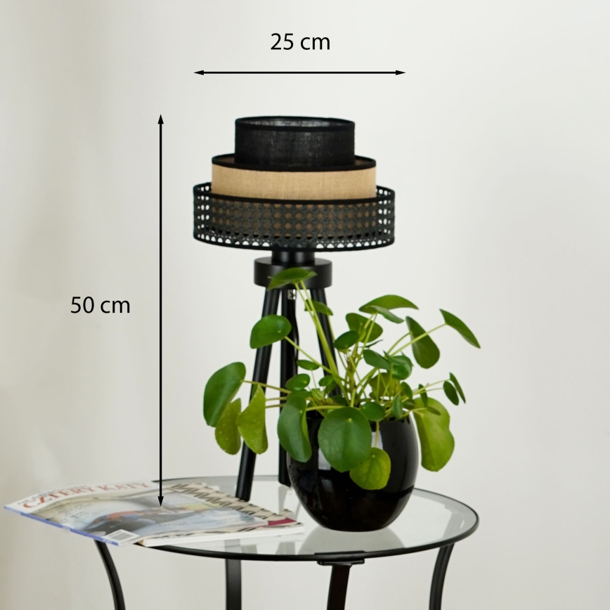 Brilagi - Stolna lampa DAKOTA LUNETA 1xE27/15W/230V crna/ratan