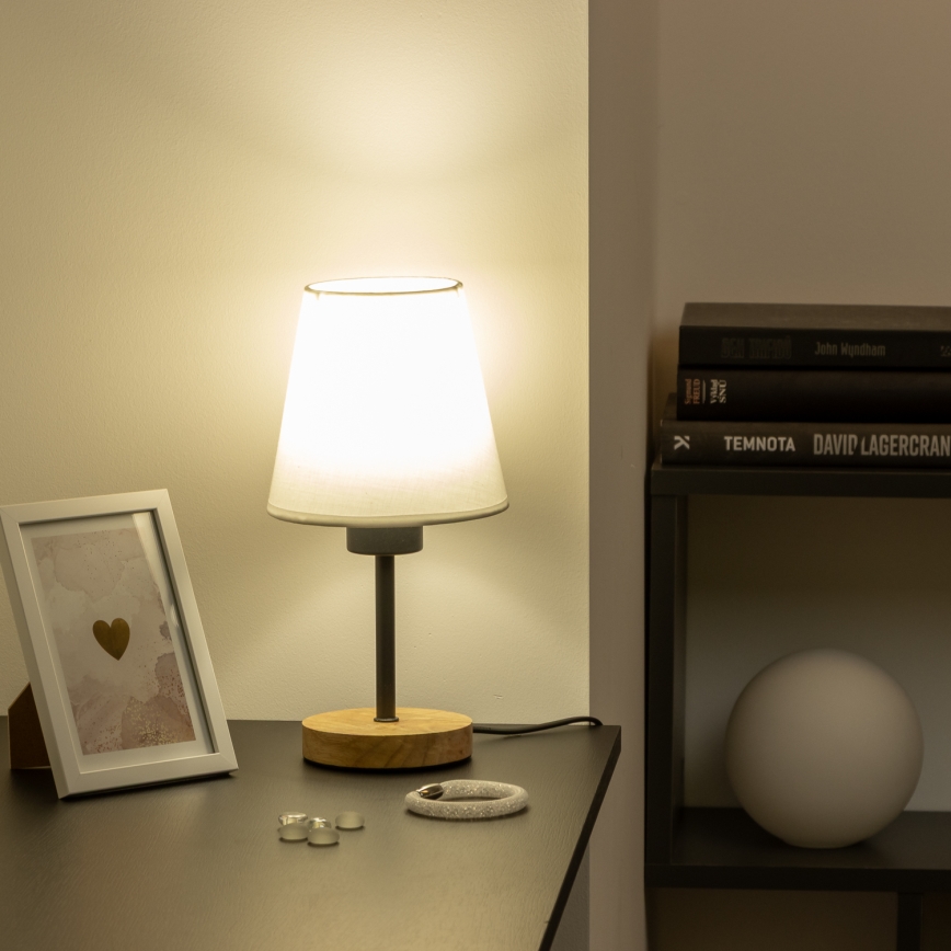 Brilagi - Stolna lampa NUBILA WOOD 1xE27/25W/230V hrast/bijela