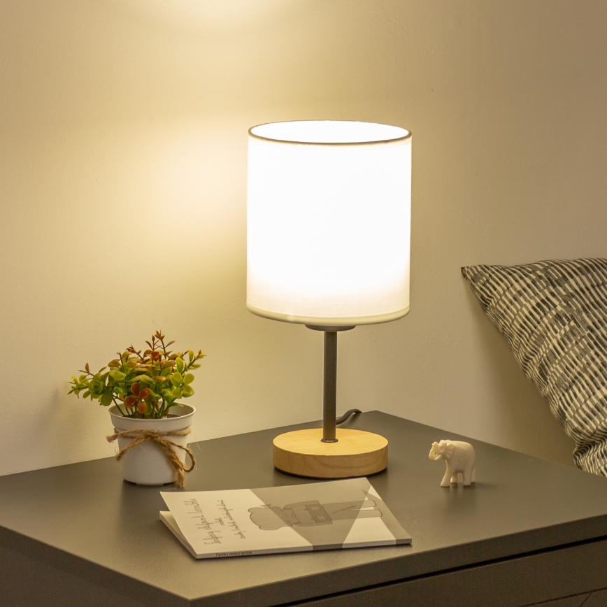 Brilagi - Stolna lampa NUBILA WOOD 1xE27/25W/230V hrast/bijela
