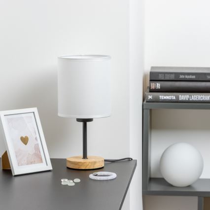 Brilagi - Stolna lampa NUBILA WOOD 1xE27/25W/230V hrast/bijela