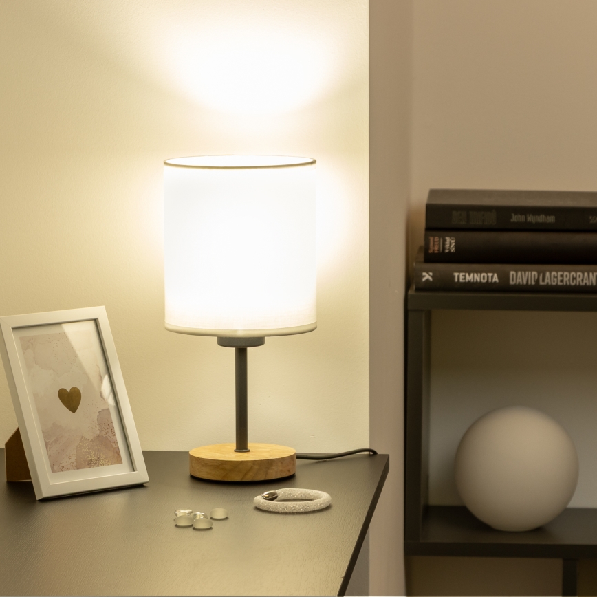 Brilagi - Stolna lampa NUBILA WOOD 1xE27/25W/230V hrast/bijela
